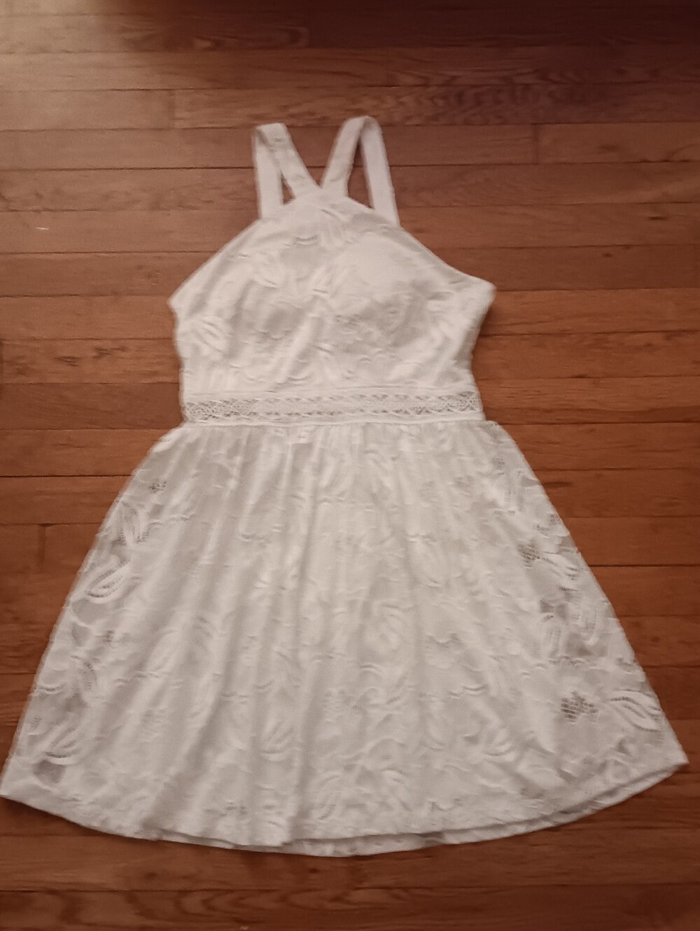 Girl's Francesca's Collections White Lace Halter Dress